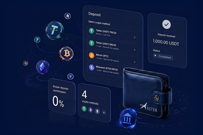 Interface de paiement crypto pour recharger un compte Ester